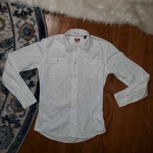 Wrangler White Casual Button Down Shirt with Textured Pattern